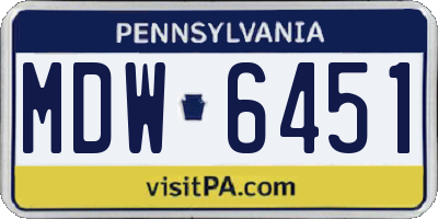 PA license plate MDW6451