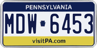 PA license plate MDW6453