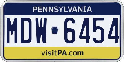 PA license plate MDW6454