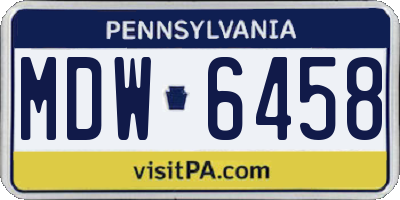 PA license plate MDW6458
