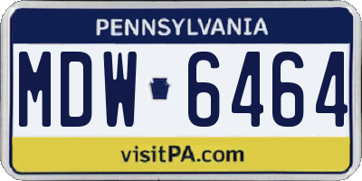 PA license plate MDW6464