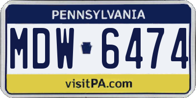 PA license plate MDW6474