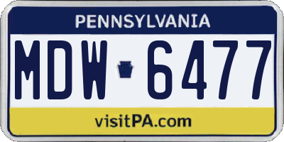 PA license plate MDW6477