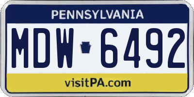 PA license plate MDW6492