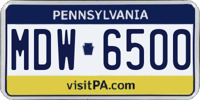 PA license plate MDW6500