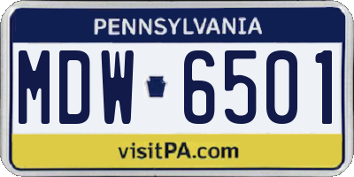 PA license plate MDW6501