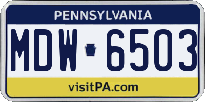 PA license plate MDW6503