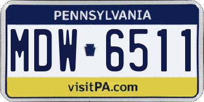 PA license plate MDW6511