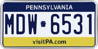 PA license plate MDW6531
