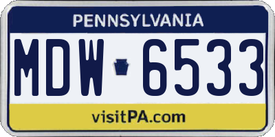PA license plate MDW6533
