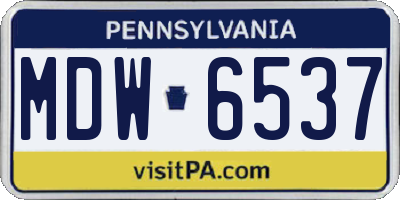 PA license plate MDW6537