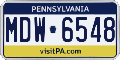 PA license plate MDW6548