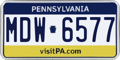 PA license plate MDW6577