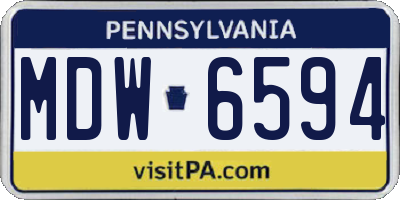 PA license plate MDW6594