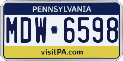 PA license plate MDW6598