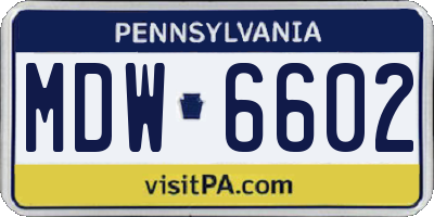 PA license plate MDW6602