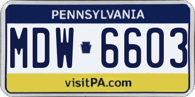PA license plate MDW6603