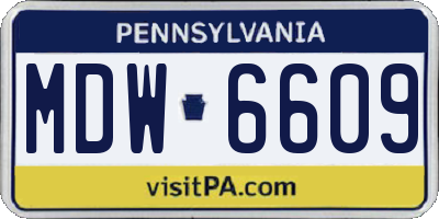 PA license plate MDW6609