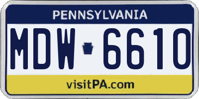 PA license plate MDW6610