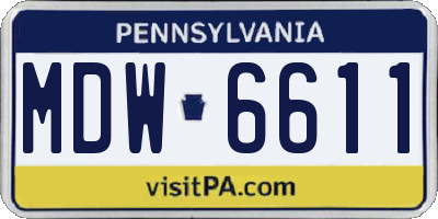 PA license plate MDW6611