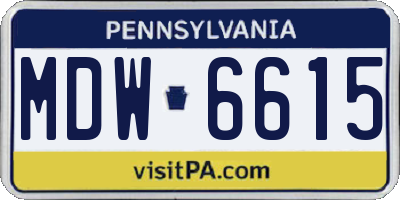 PA license plate MDW6615