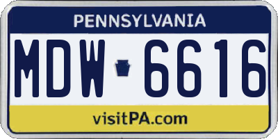 PA license plate MDW6616