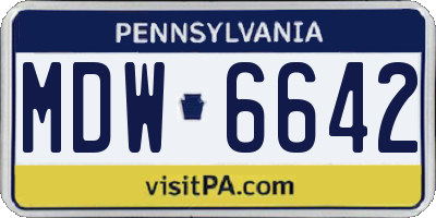 PA license plate MDW6642