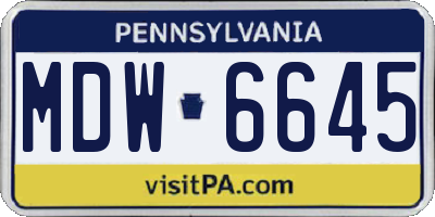 PA license plate MDW6645