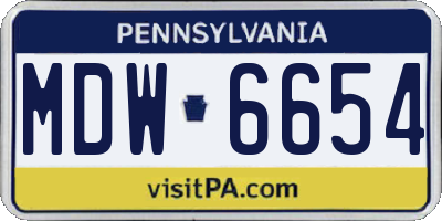 PA license plate MDW6654