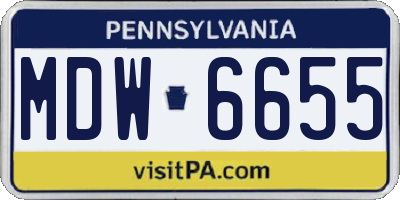 PA license plate MDW6655