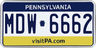 PA license plate MDW6662
