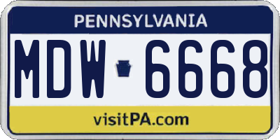 PA license plate MDW6668