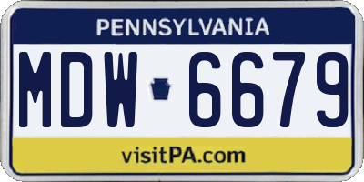 PA license plate MDW6679