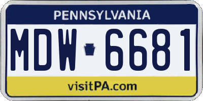 PA license plate MDW6681