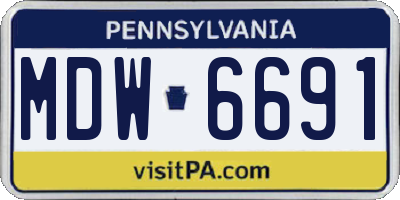 PA license plate MDW6691