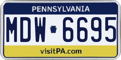 PA license plate MDW6695