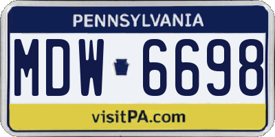 PA license plate MDW6698