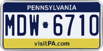 PA license plate MDW6710