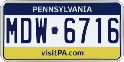 PA license plate MDW6716