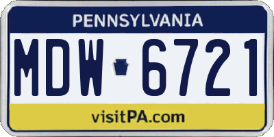 PA license plate MDW6721