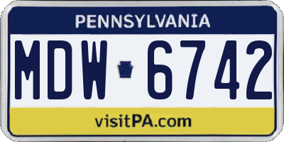 PA license plate MDW6742