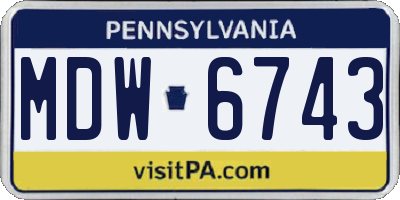 PA license plate MDW6743