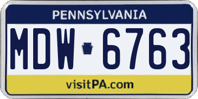 PA license plate MDW6763