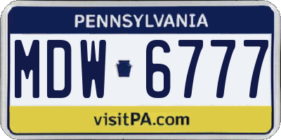 PA license plate MDW6777