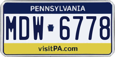 PA license plate MDW6778