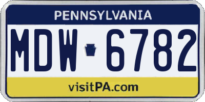 PA license plate MDW6782