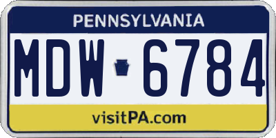 PA license plate MDW6784