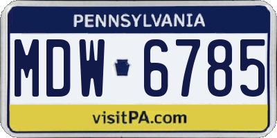 PA license plate MDW6785