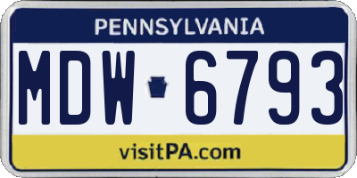 PA license plate MDW6793