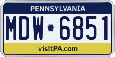 PA license plate MDW6851